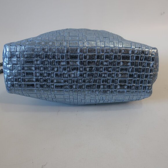 NWT Womens Maria La Rosa Mini Game Woven Sky Blue Laminated Clutch Handbag - Picture 9 of 11